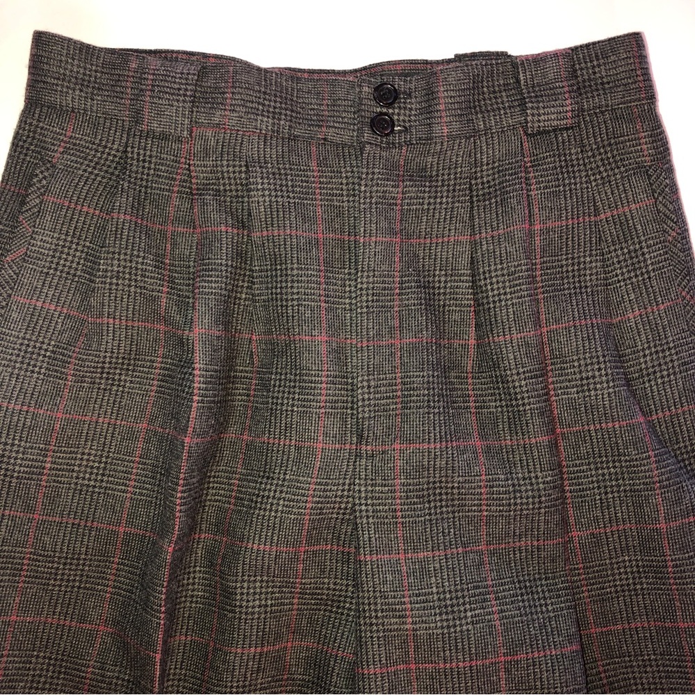 Vintage Giorgio Sant’Angelo Glen Check Plaid Wool Pants Gray Red - Picture 14 of 17